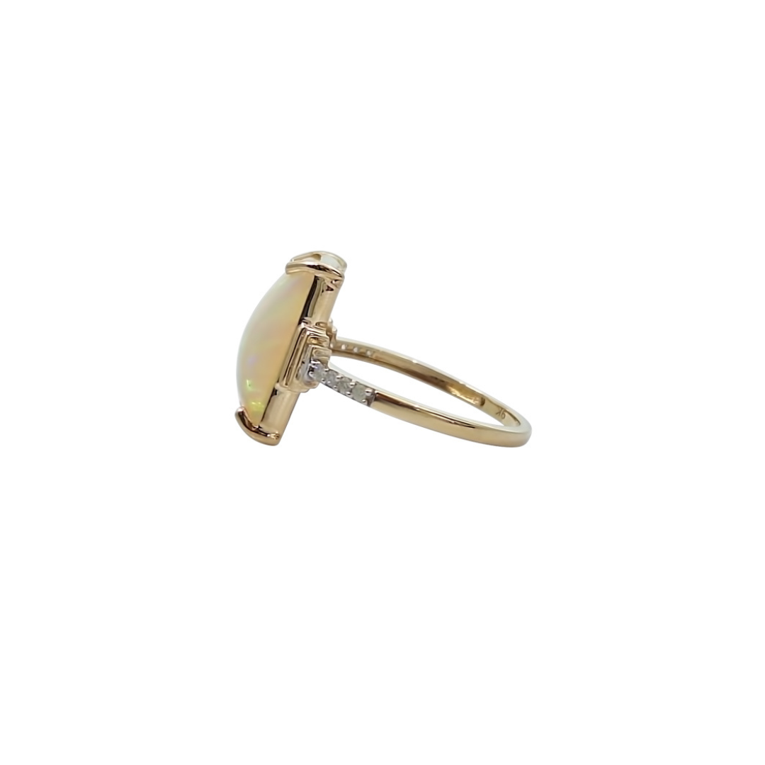 9ct Yellow Gold Opal & Diamond Ring