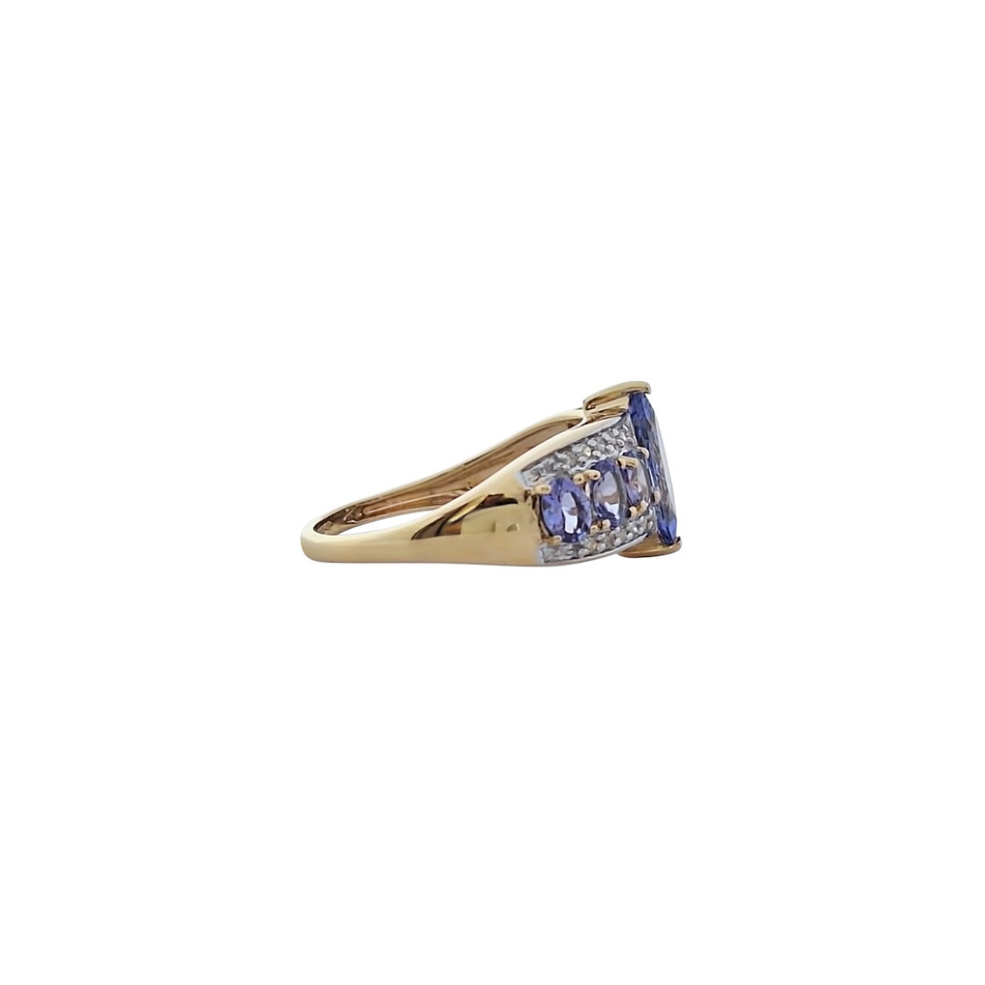 9ct Yellow Gold Tanzanite & Diamond Ring