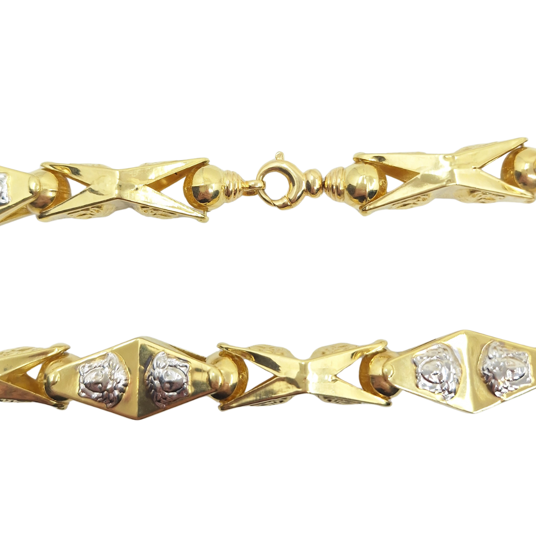 14ct Yellow & White Gold Versace Style Chain 25"
