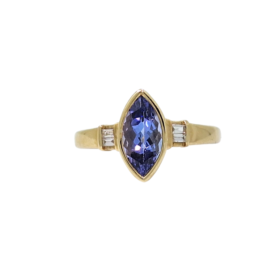 14ct Yellow Gold Tanzanite & Diamond Ring