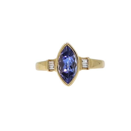 14ct Yellow Gold Tanzanite & Diamond Ring