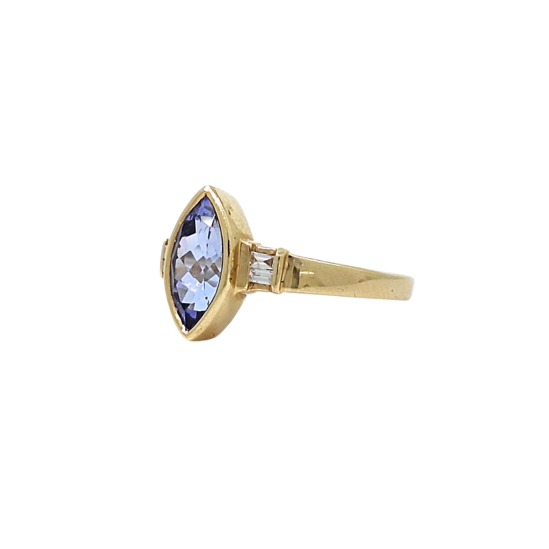 14ct Yellow Gold Tanzanite & Diamond Ring