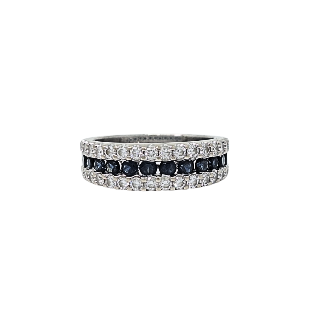 14ct White Gold Sapphire & Diamond Band ring