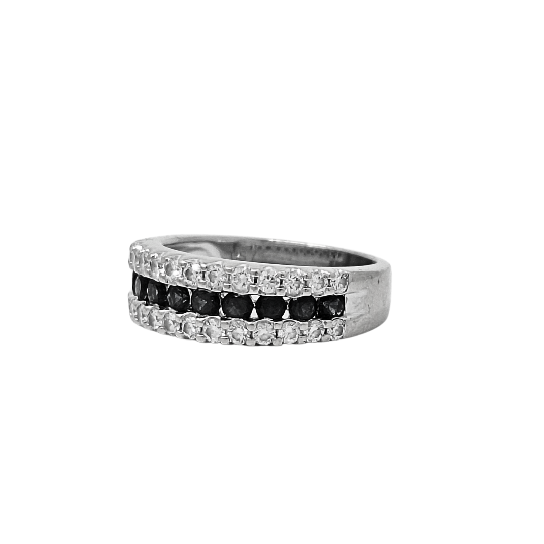 14ct White Gold Sapphire & Diamond Band ring