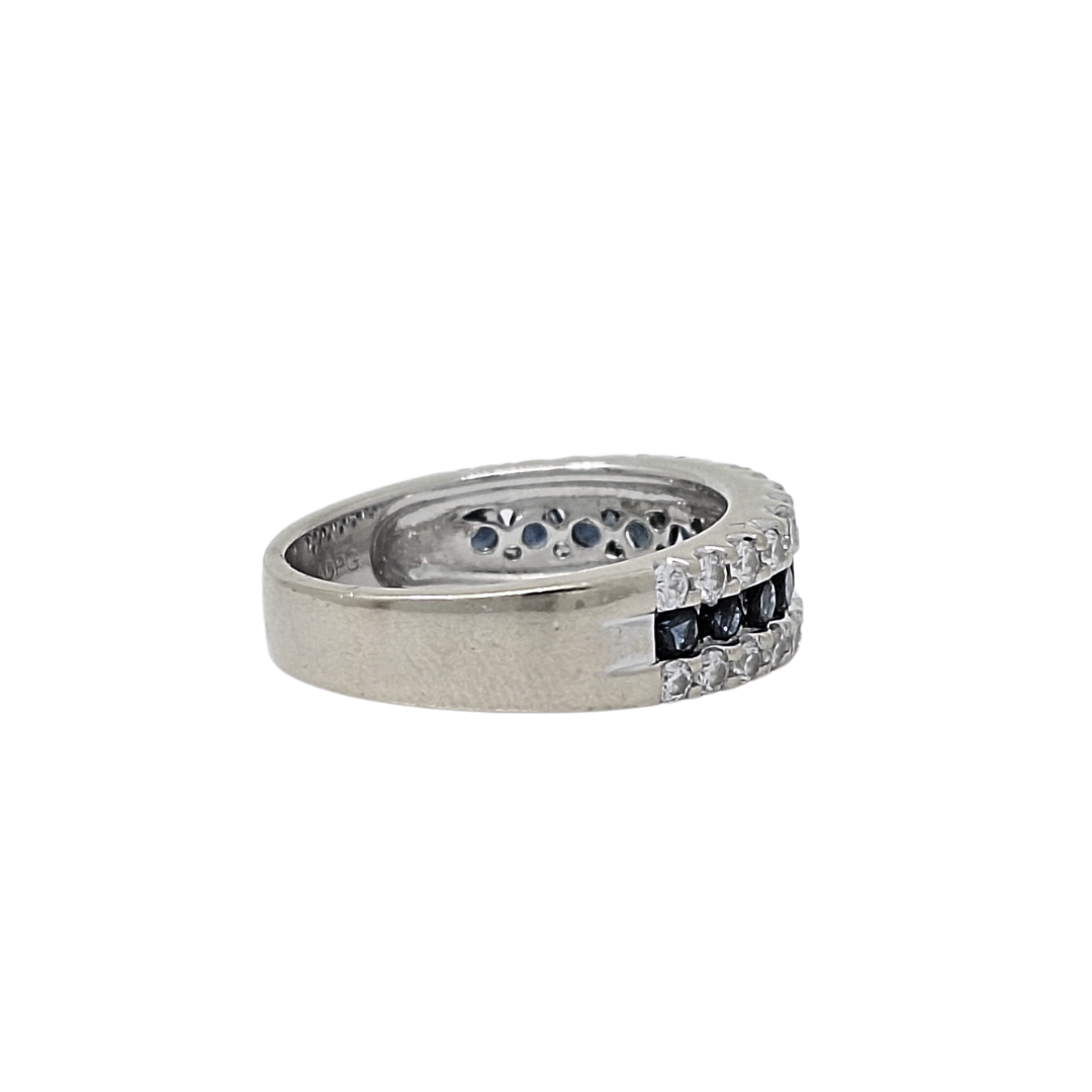 14ct White Gold Sapphire & Diamond Band ring