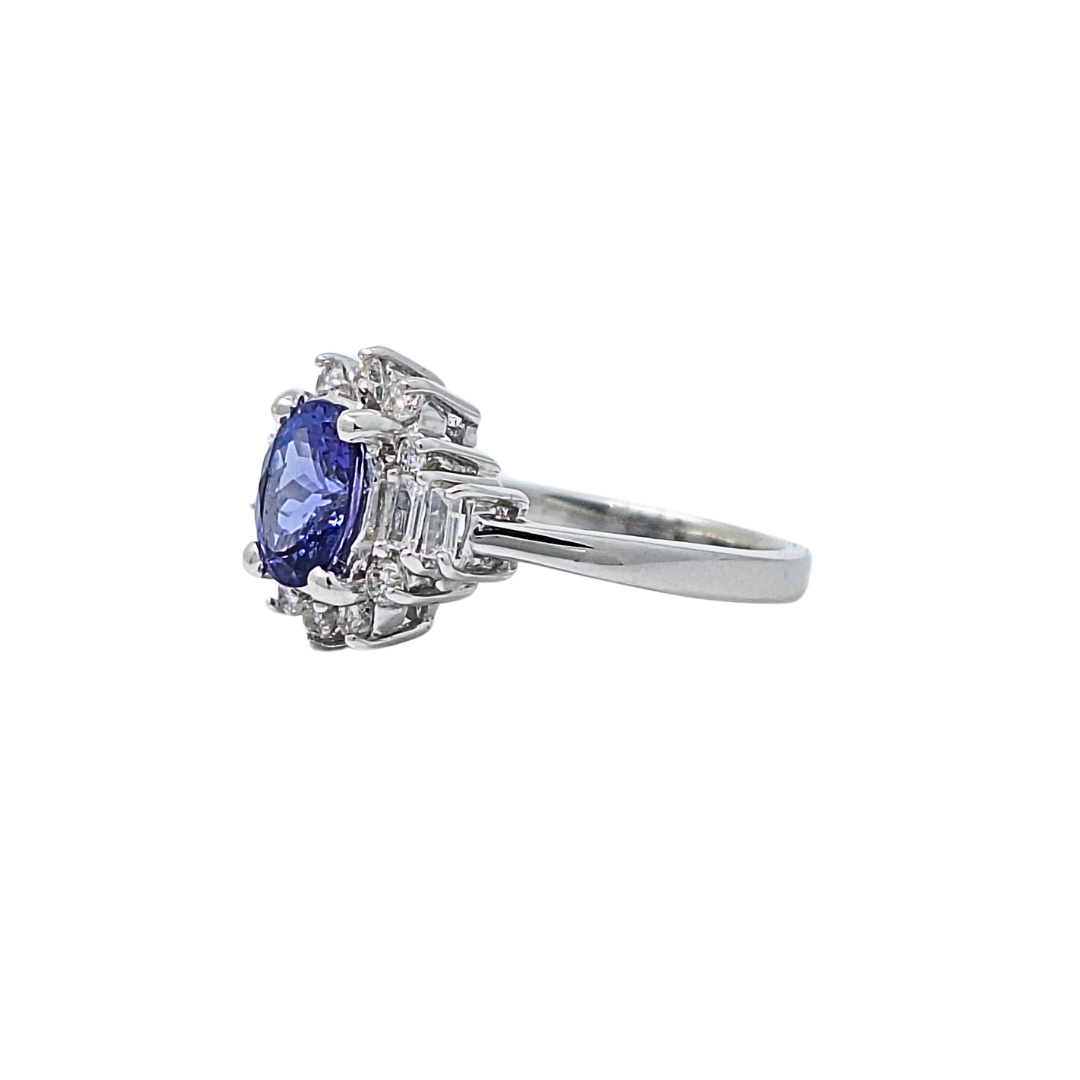 18ct White Gold Tanzanite & Diamond Cluster Ring