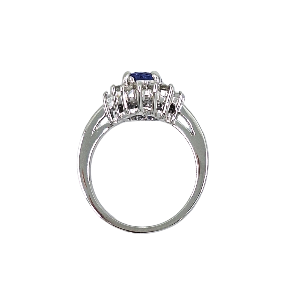 18ct White Gold Tanzanite & Diamond Cluster Ring