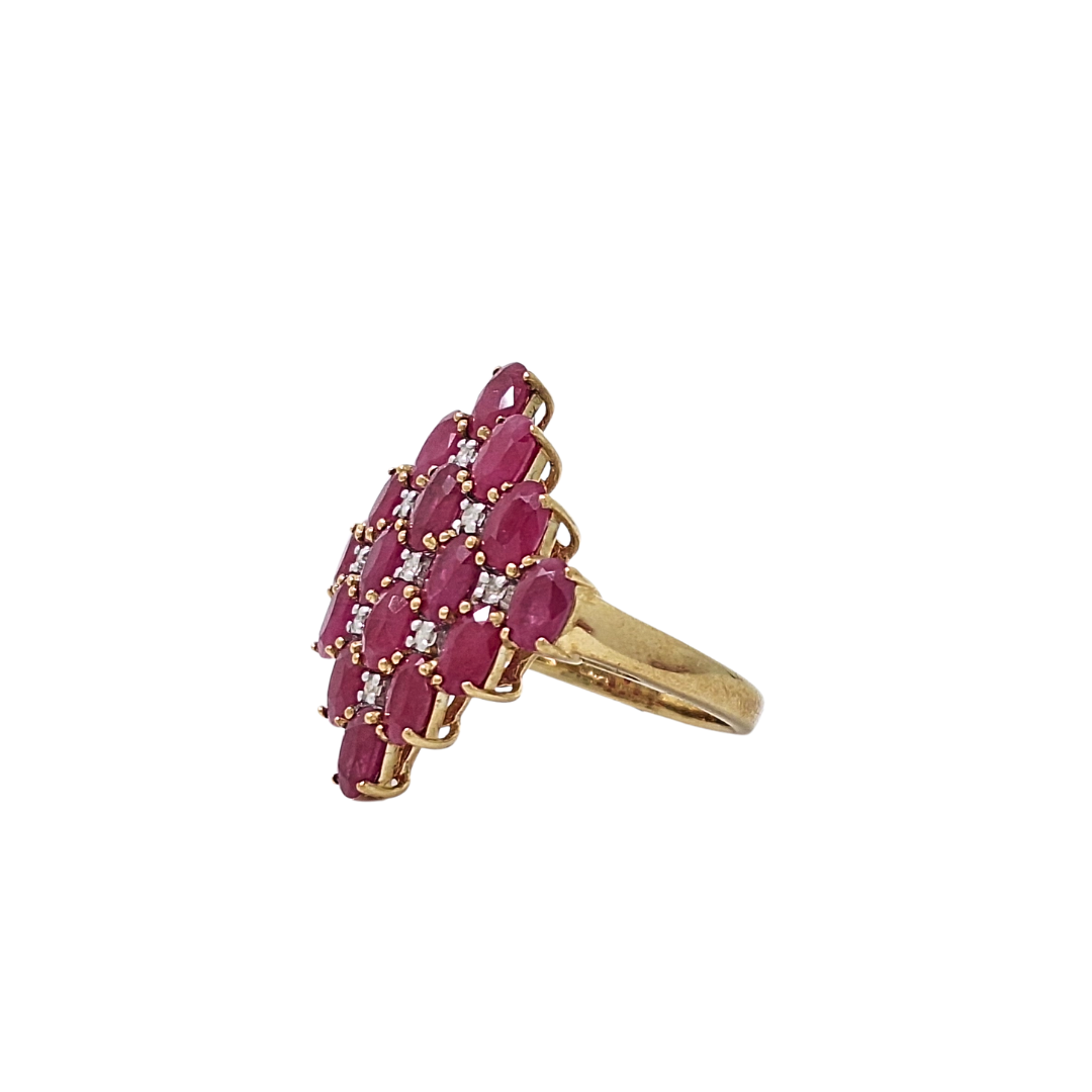 9ct Yellow Gold Ruby Cluster Ring