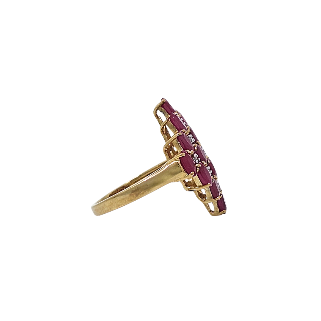 9ct Yellow Gold Ruby Cluster Ring