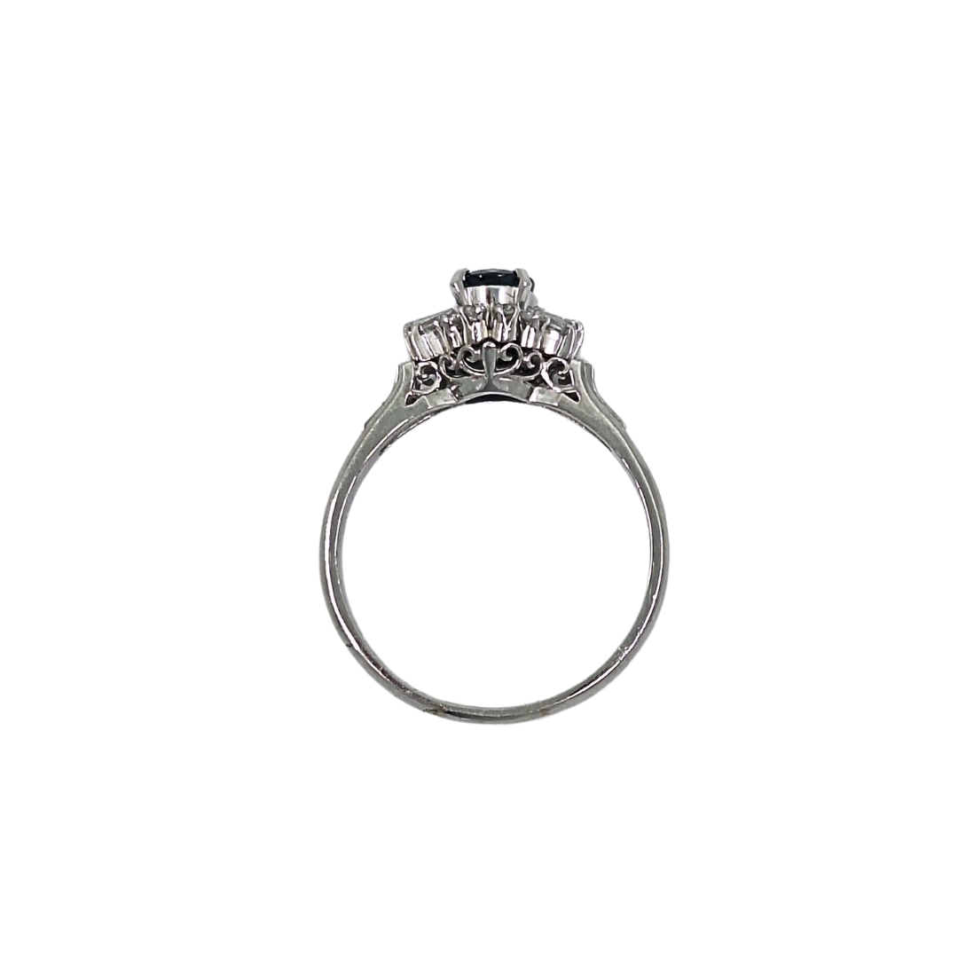 Platinum Sapphire & Diamond Cluster Ring