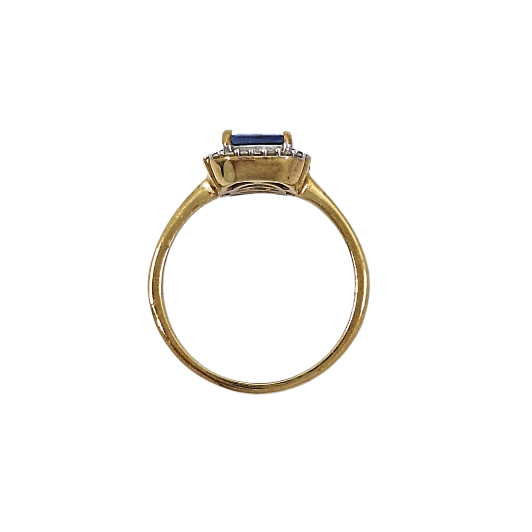 9ct Yellow Gold Amethyst & Diamond Ring