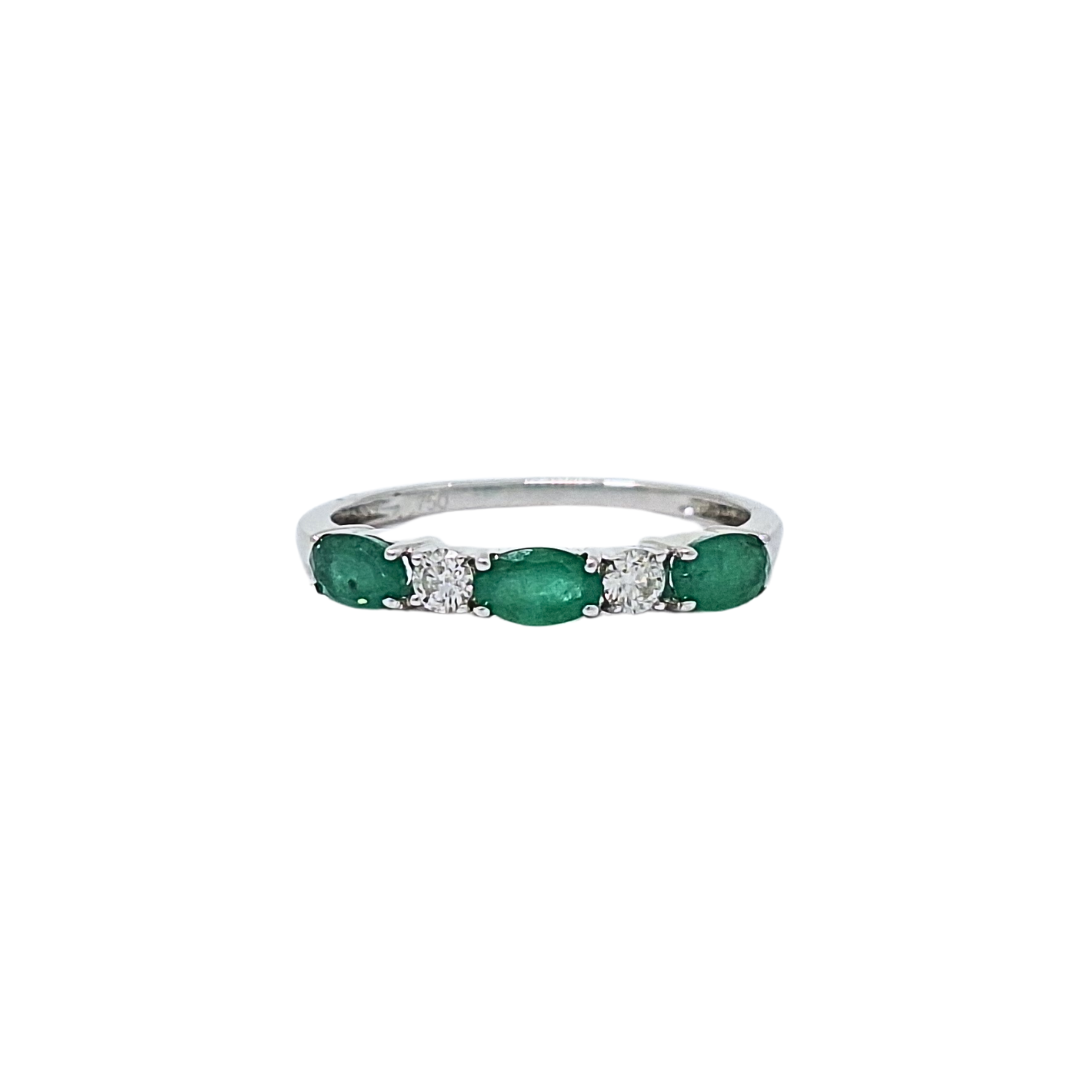18ct White Gold Emerald & Diamond Eternity Ring