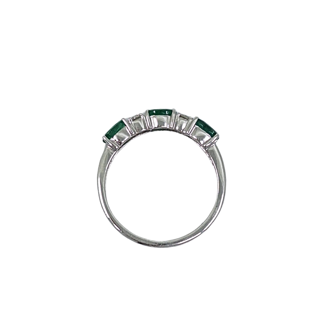 18ct White Gold Emerald & Diamond Eternity Ring