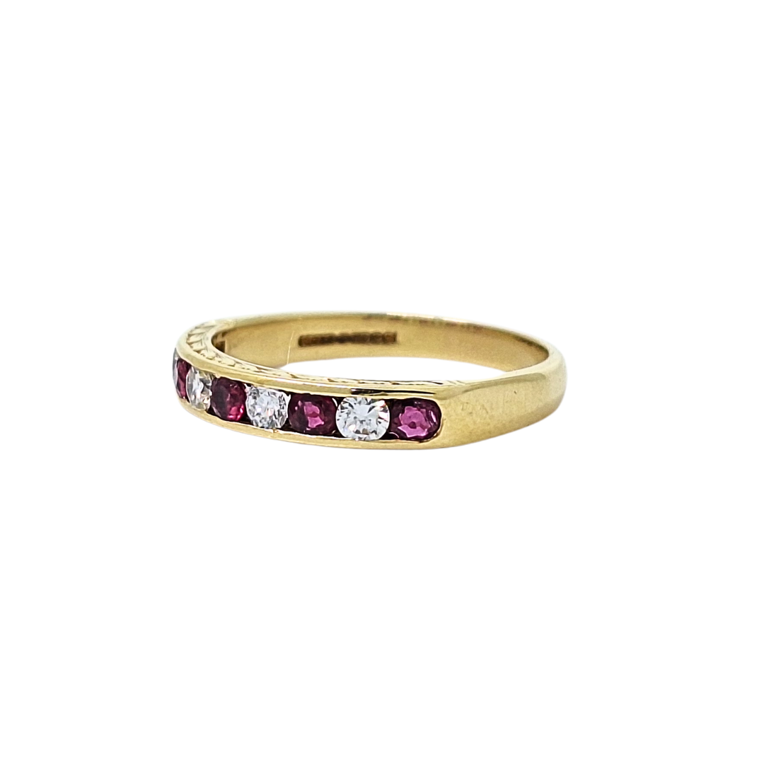 18ct Yellow Gold Rubellite & Diamond Eternity Ring