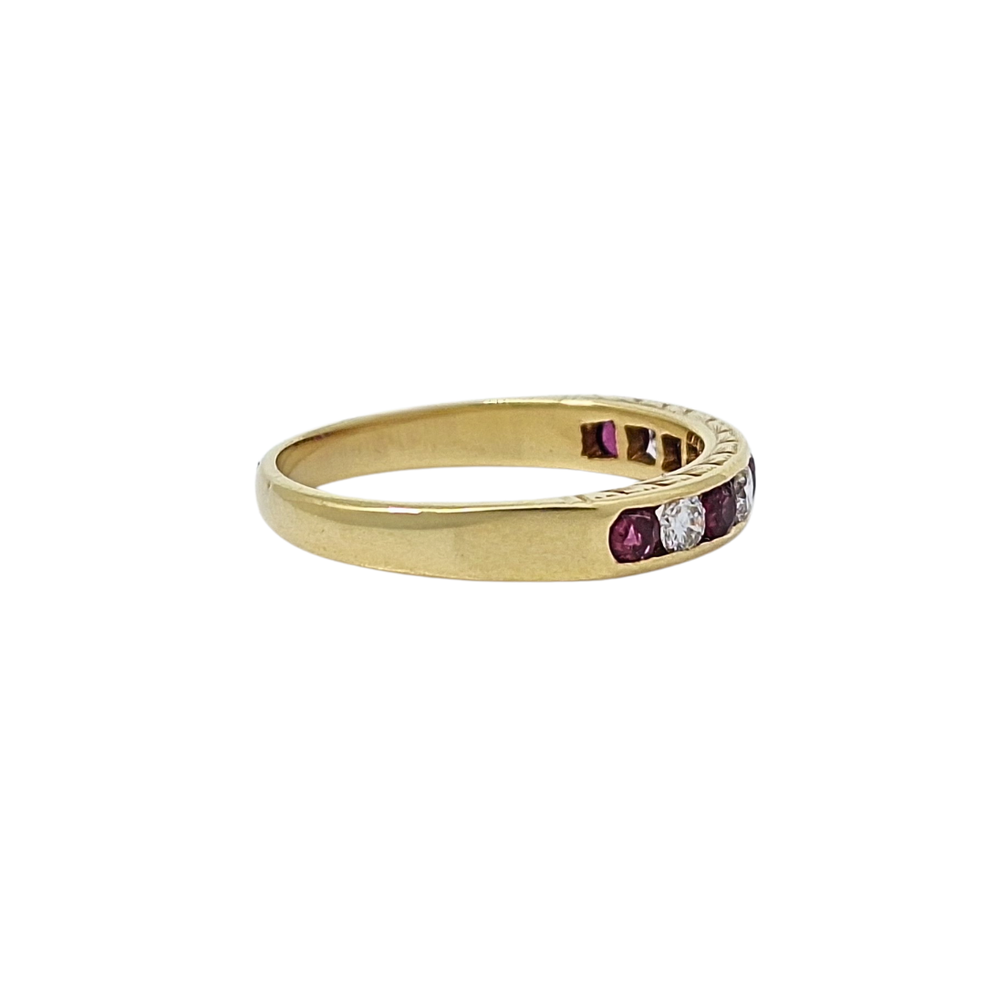 18ct Yellow Gold Rubellite & Diamond Eternity Ring
