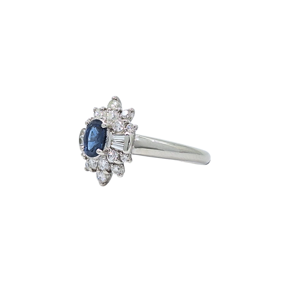 Platinum Sapphire & Diamond Cluster Ring