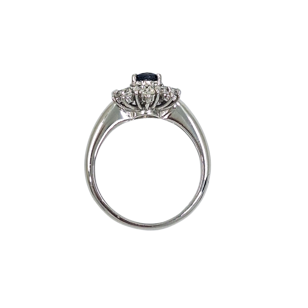 Platinum Sapphire & Diamond Cluster Ring