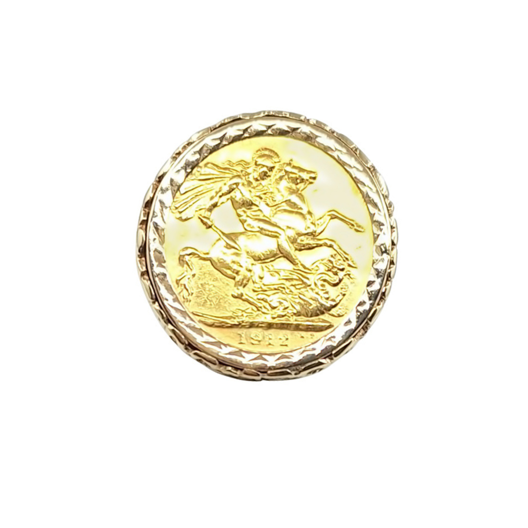 9ct/22ct Yellow Gold Full Sovereign Ring 1912