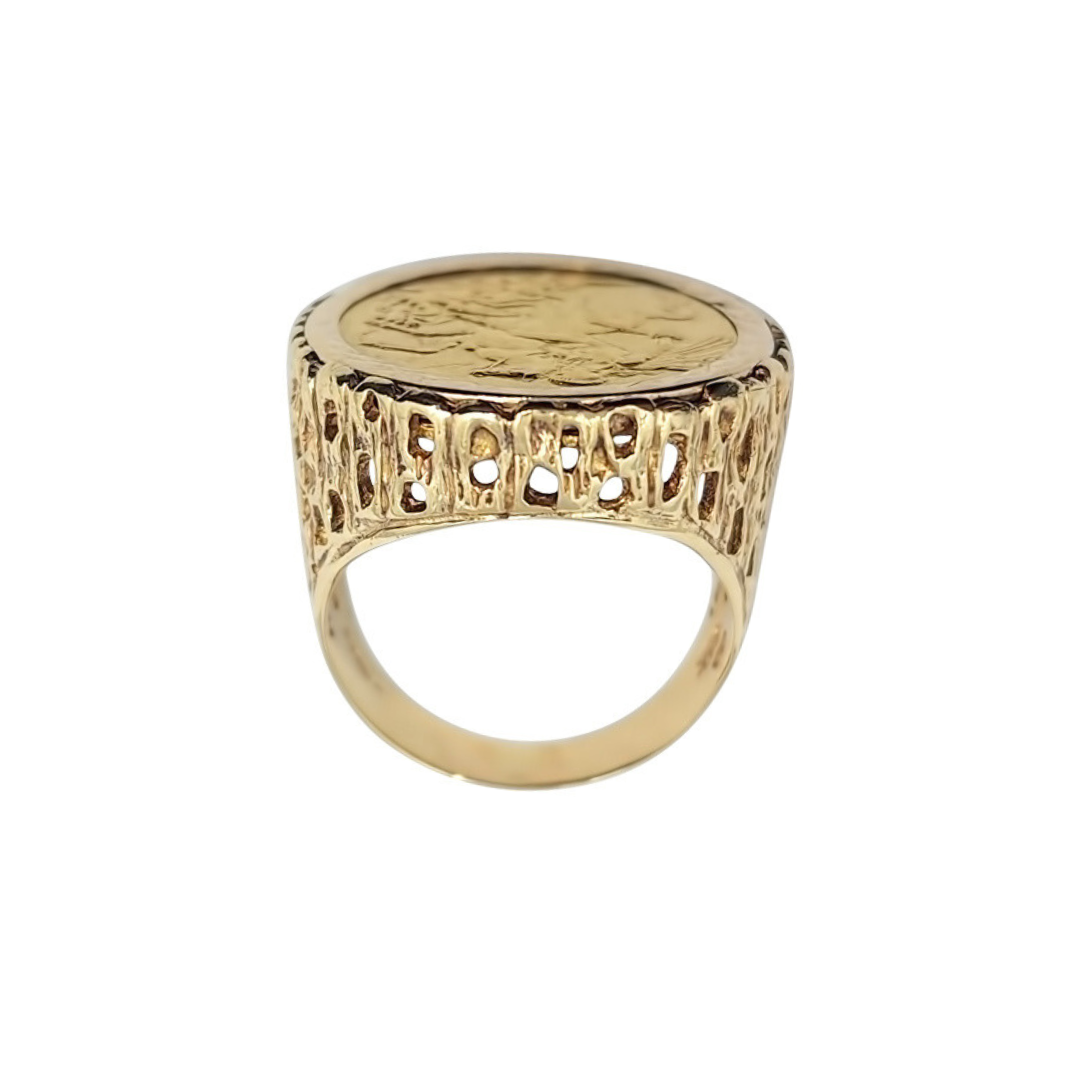 9ct/22ct Yellow Gold Full Sovereign Ring 1912