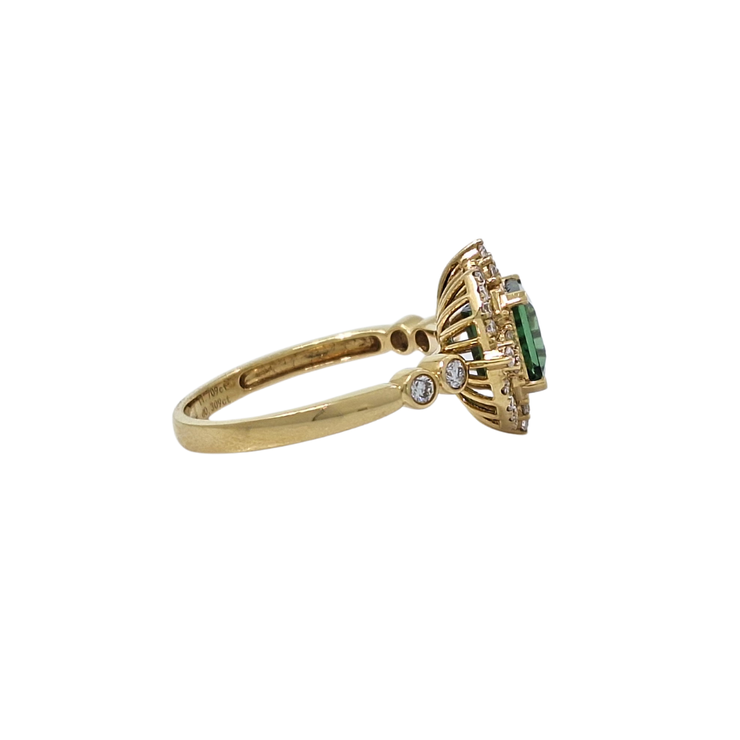 18ct Yellow Gold Tourmaline & Diamond Ring