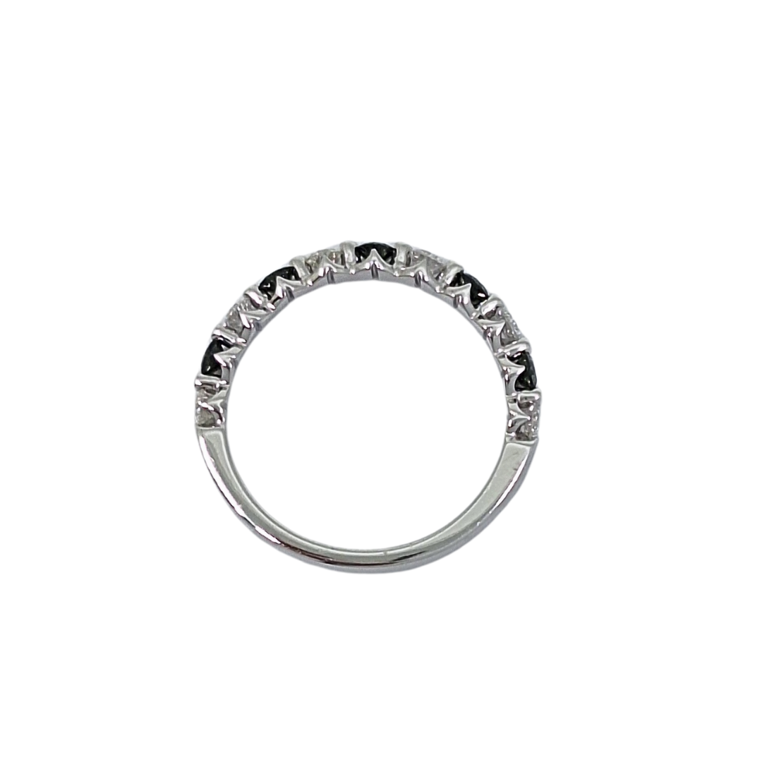 14ct White Gold Green Diamond & Diamond Eternity Ring