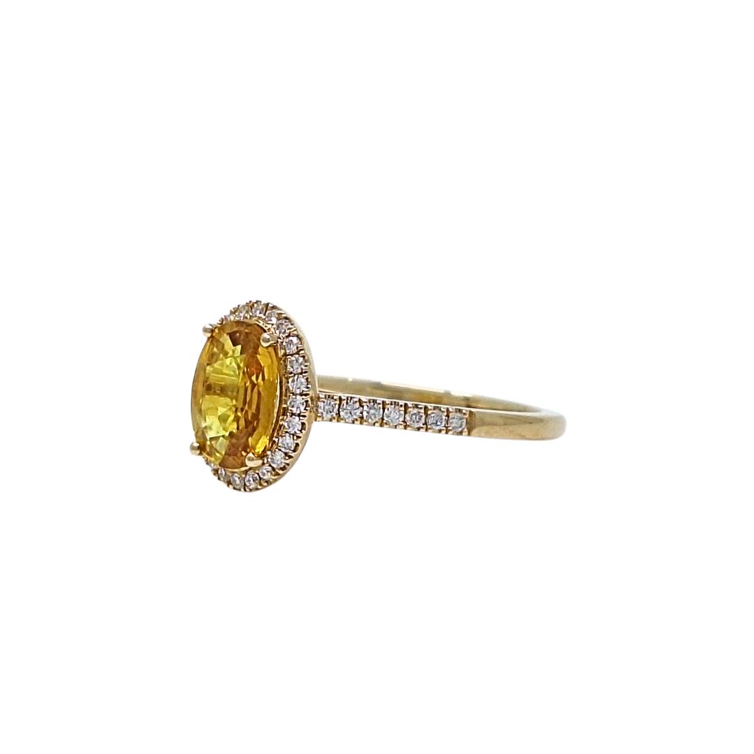10ct Yellow Gold Citrine & Diamond Halo Ring