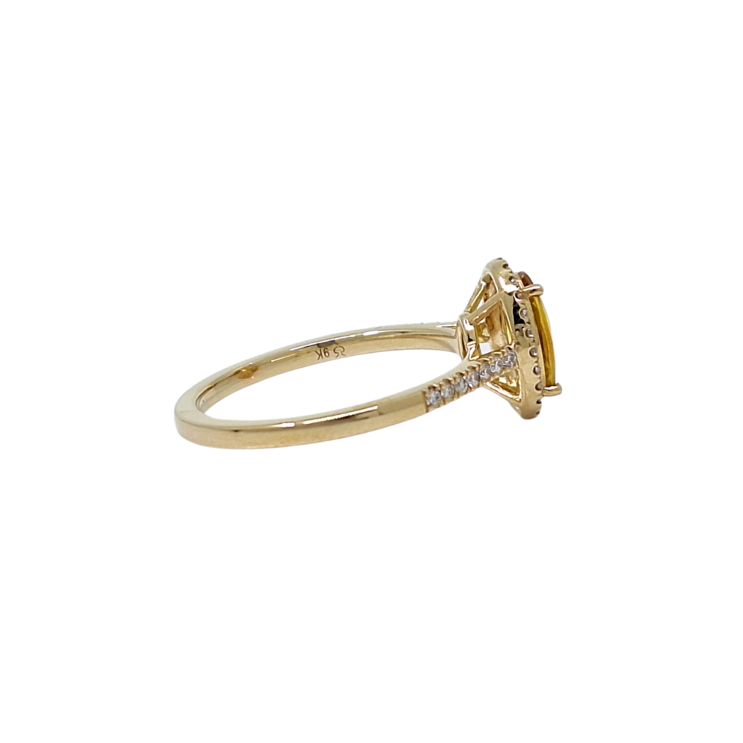 10ct Yellow Gold Citrine & Diamond Halo Ring