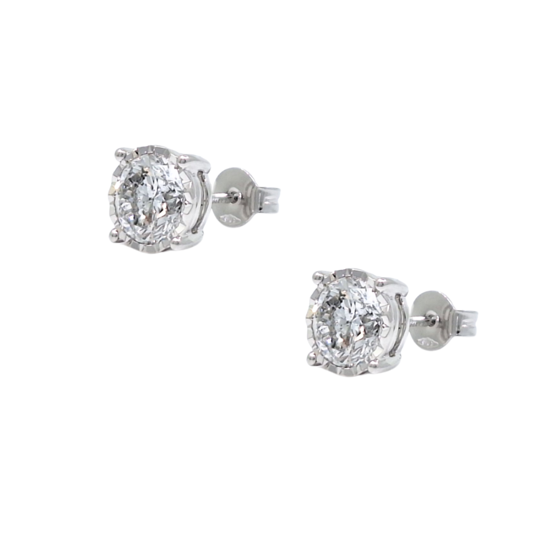 9ct White Gold Diamond Solitaire Earrings 3.00ct