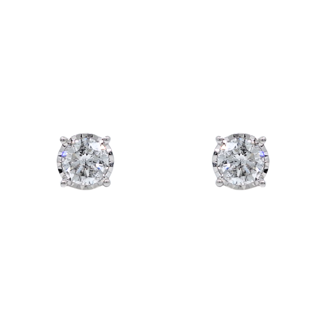 9ct White Gold Diamond Solitaire Earrings 2.00ct