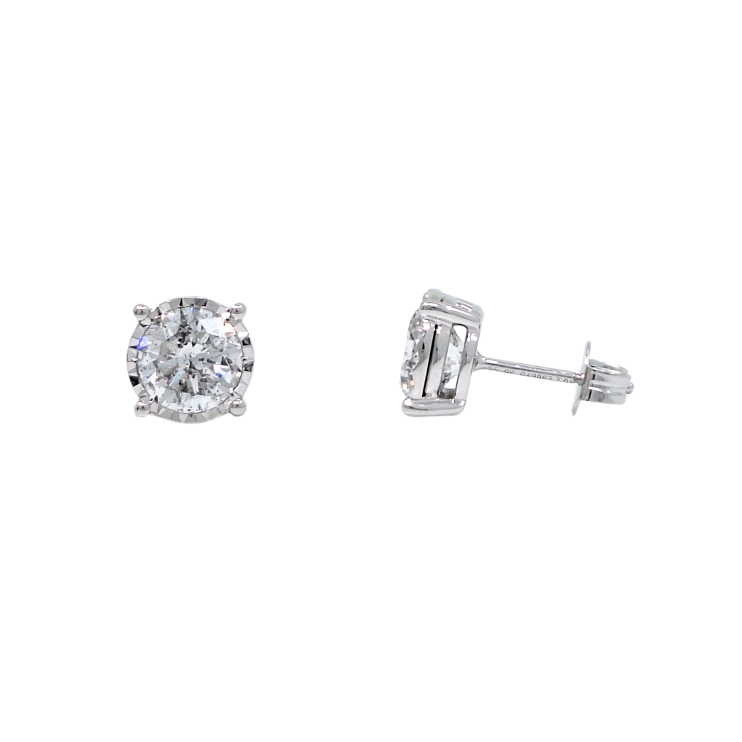 9ct White Gold Diamond Solitaire Earrings 2.00ct