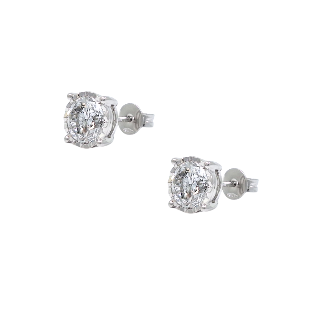 9ct White Gold Diamond Solitaire Earrings 2.00ct