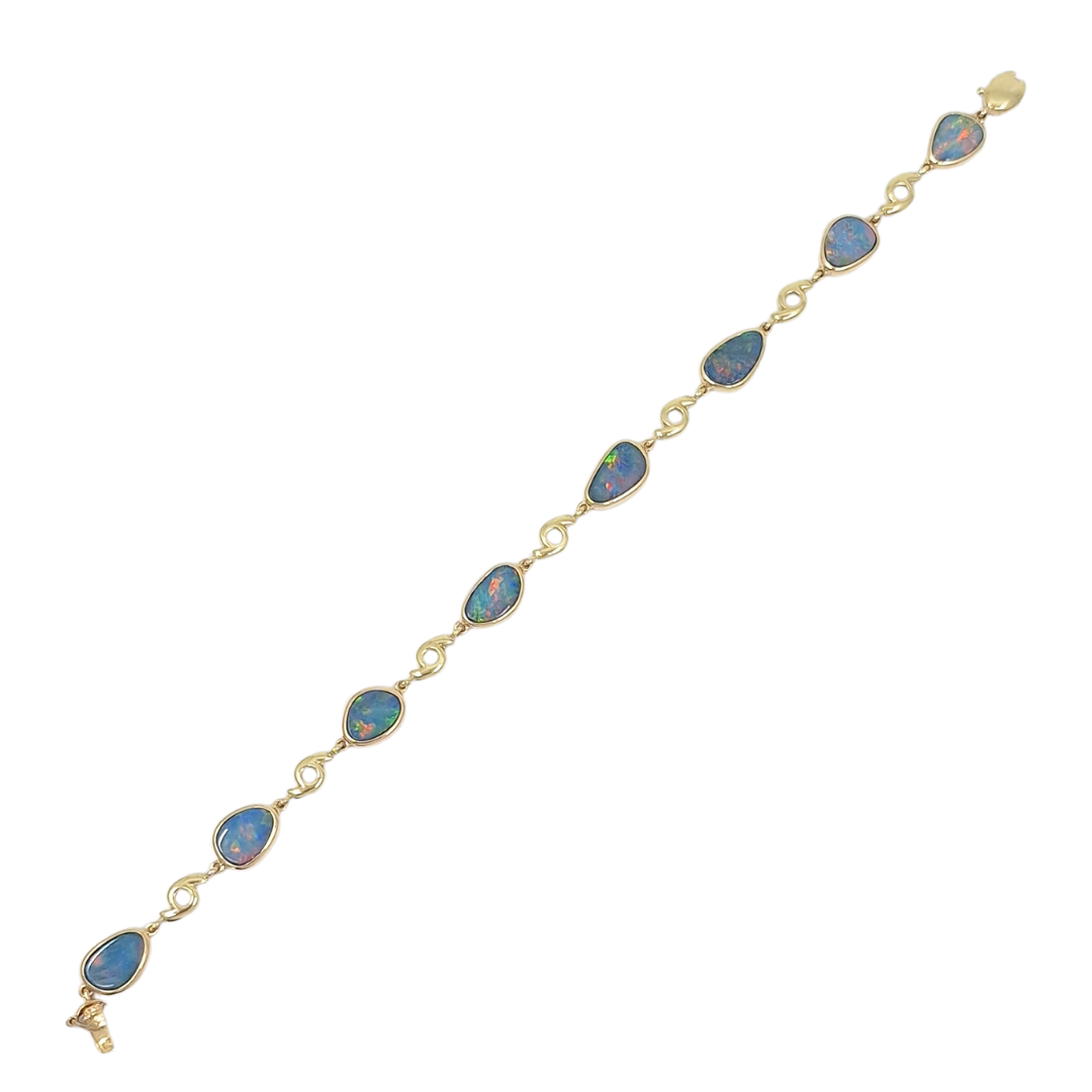 9ct Yellow Gold Opal Bracelet 8"