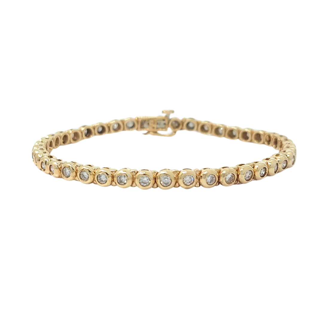 9ct Yellow Gold Diamond Tennis Bracelet 2ct