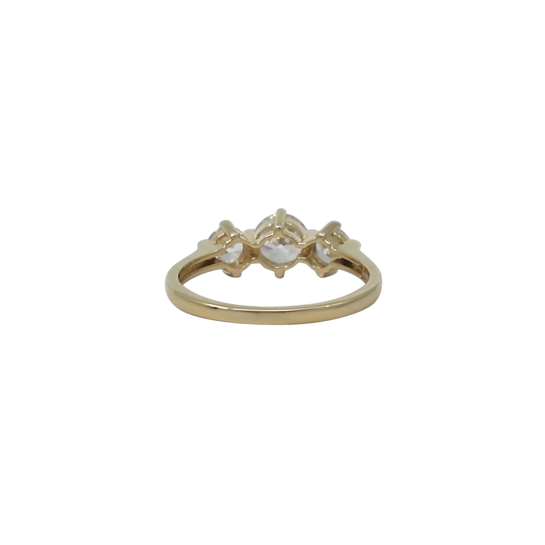 14ct Yellow Gold Three Stone CZ Ring