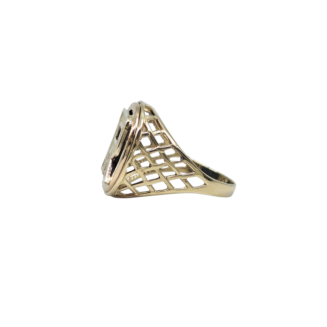 9ct Yellow Gold Onyx Initial R Ring