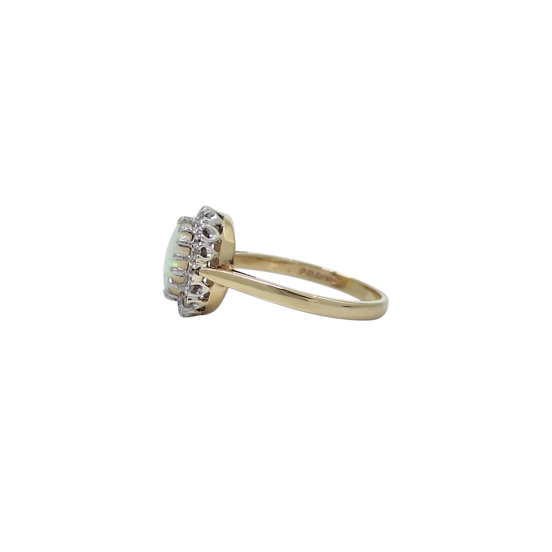 9ct Yellow Gold Opal & Diamond Ring