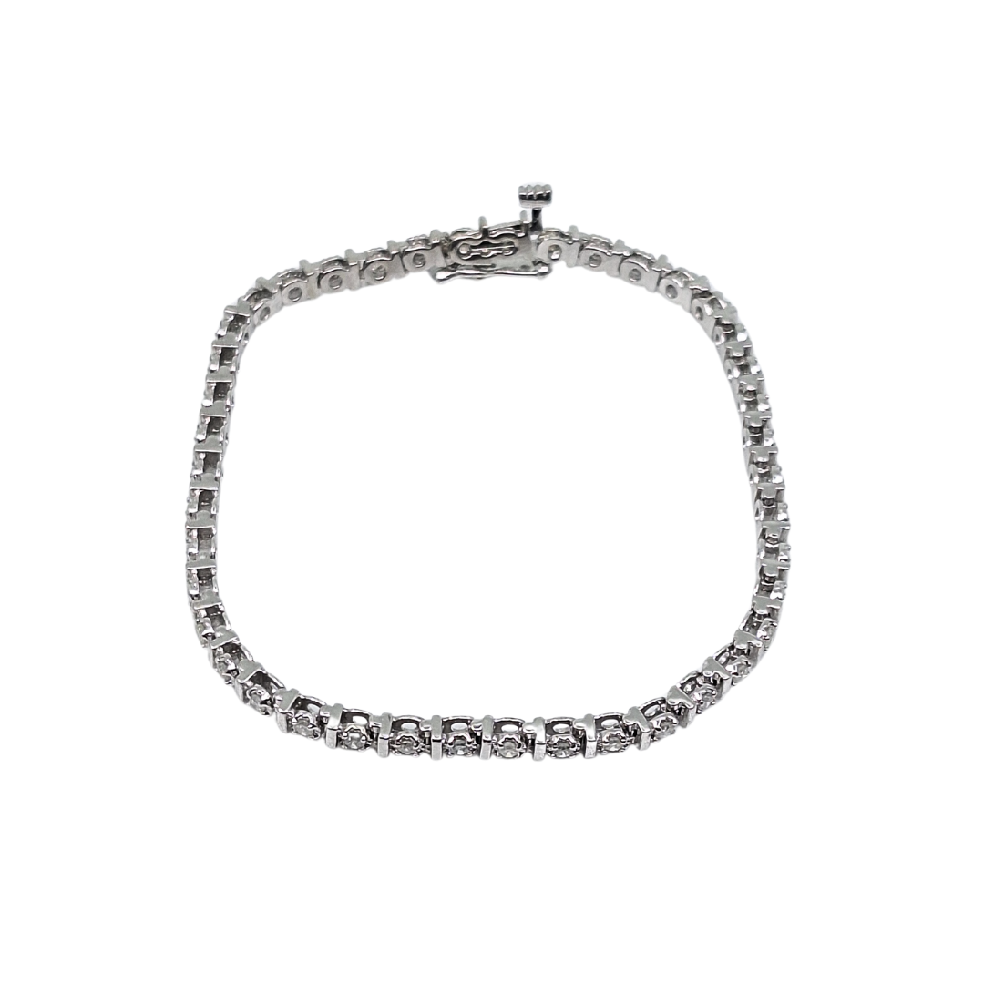 10ct White Gold Diamond Tennis Bracelet 6.5"