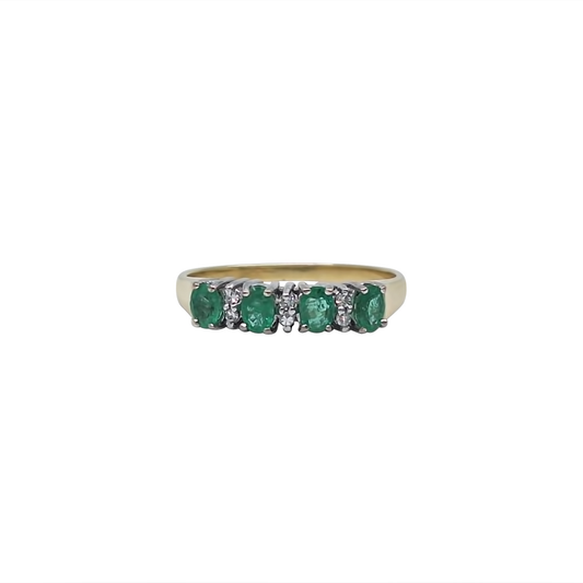 18ct Yellow Gold Emerald & Diamond Eternity Ring