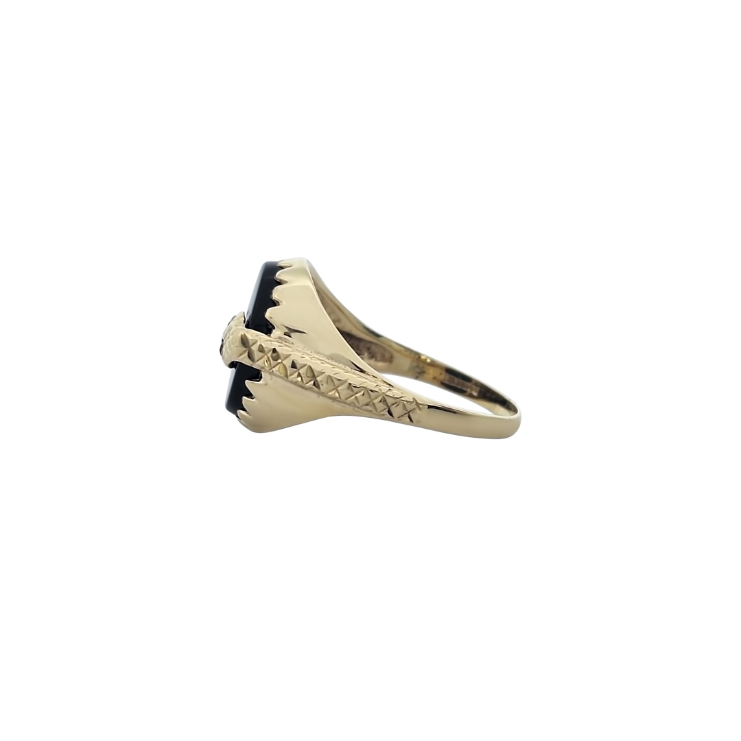9ct Yellow Gold Onyx Snake Ring