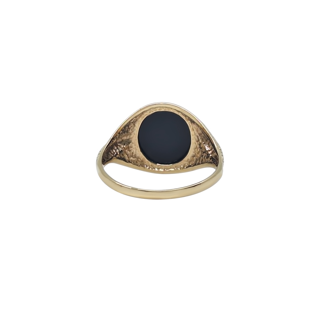 9ct Yellow Gold Onyx Snake Ring