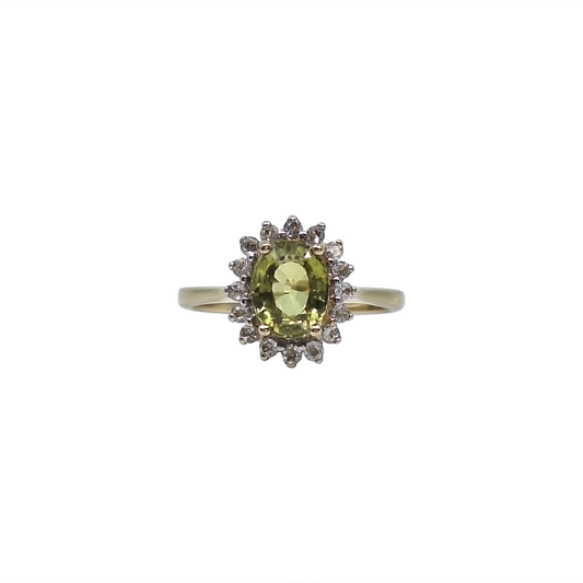 9ct Yellow Gold Peridot & CZ Ring