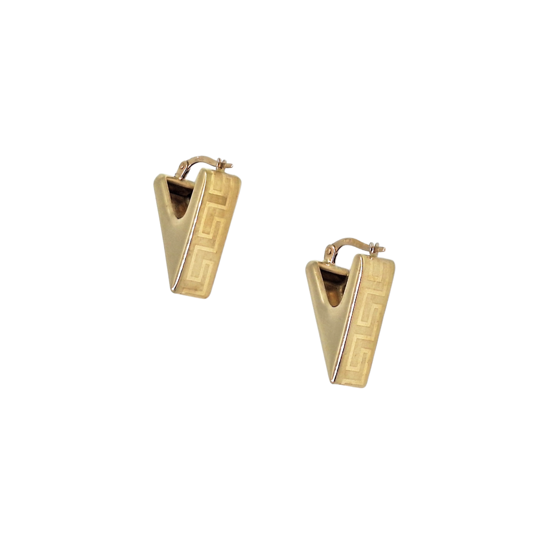 14ct Yellow Gold Greek Key Earrings