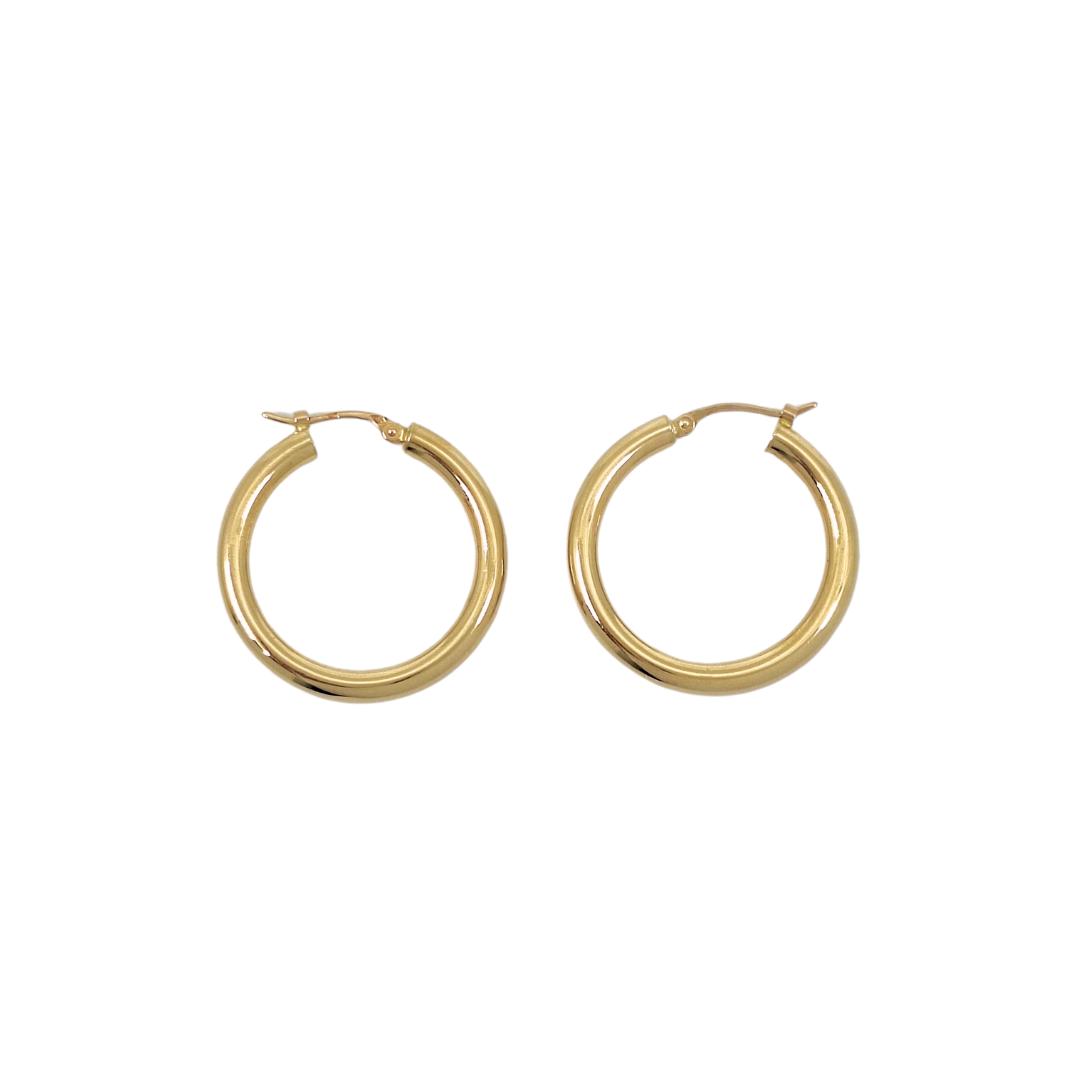 18ct Yellow Gold Plain Tube Creole Earrings