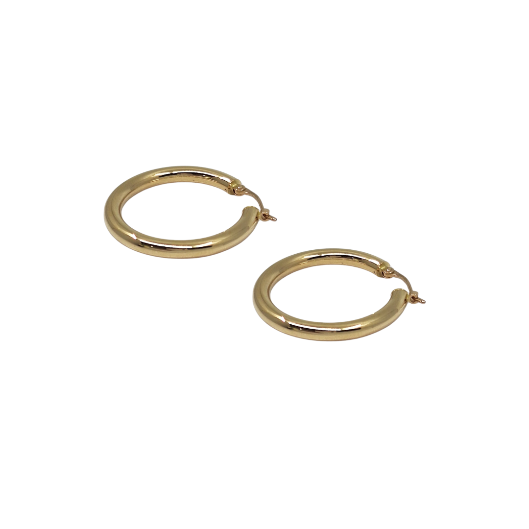 18ct Yellow Gold Plain Tube Creole Earrings