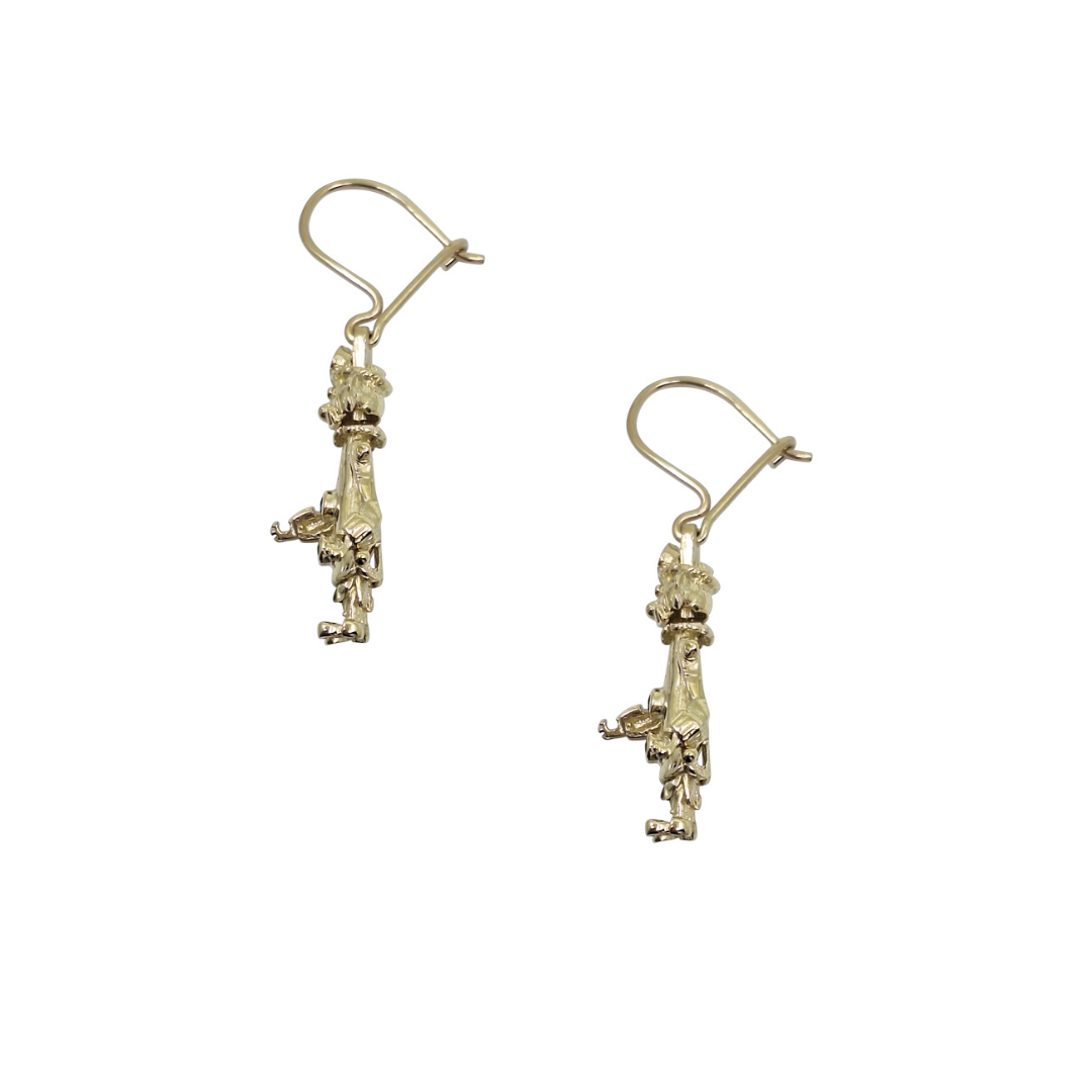 9ct Yellow Gold Clown CZ Drop Earrings
