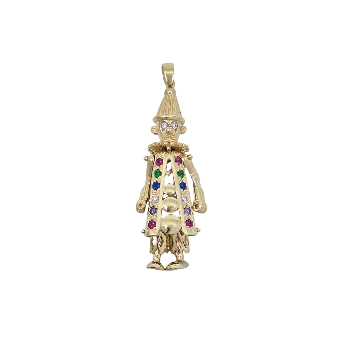 9ct Yellow Gold Clown CZ Pendant