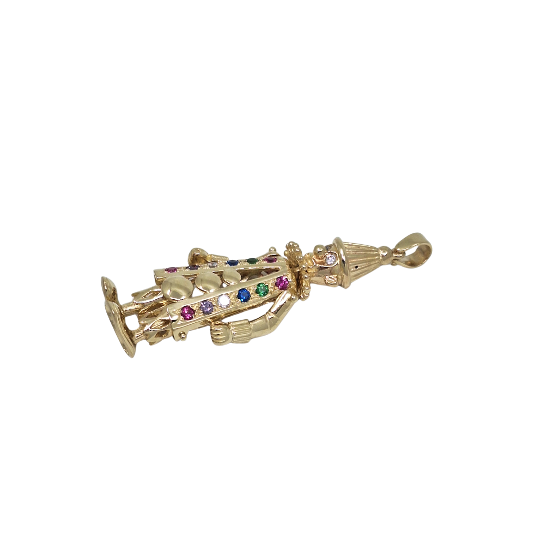 9ct Yellow Gold Clown CZ Pendant