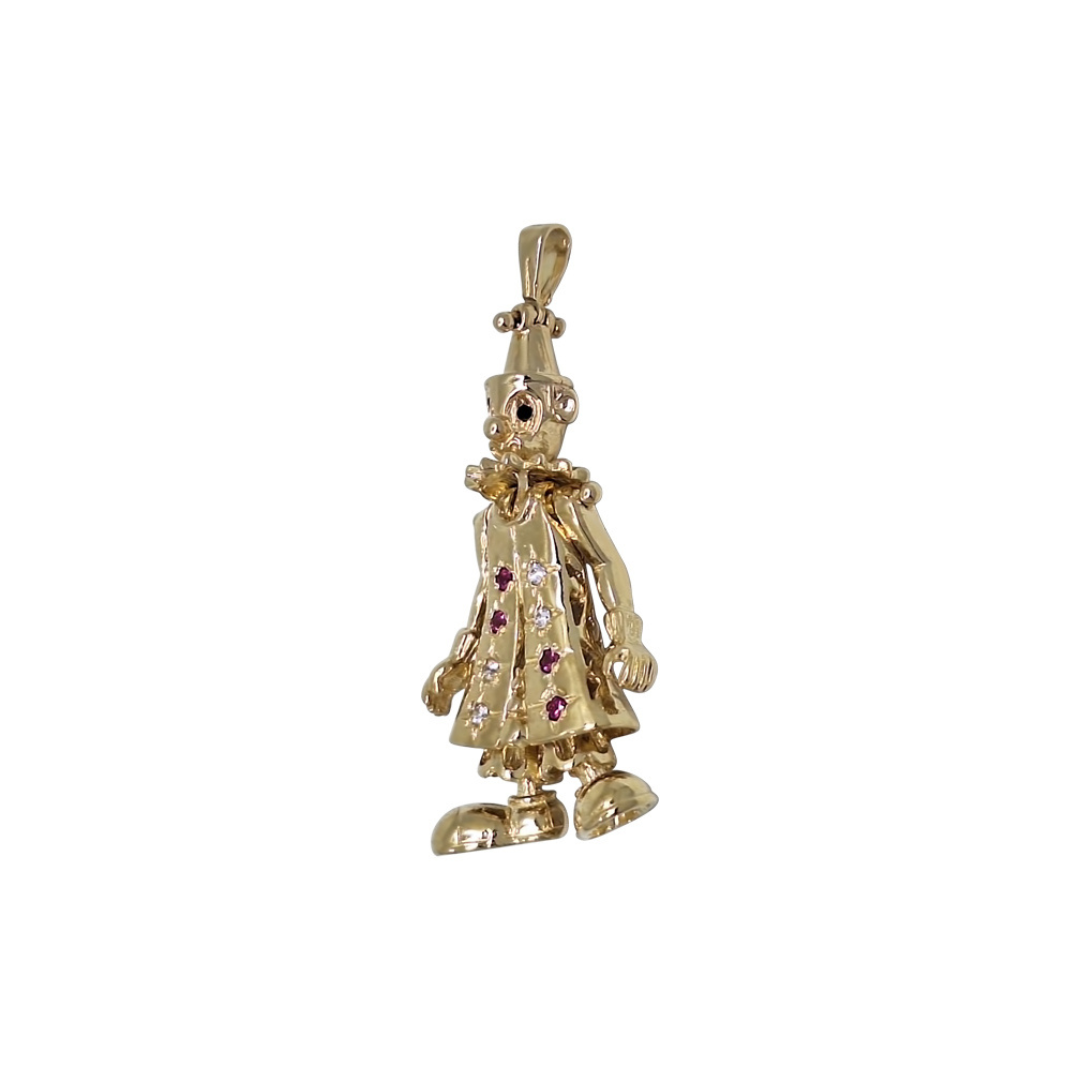 9ct Yellow Gold Clown CZ Pendant