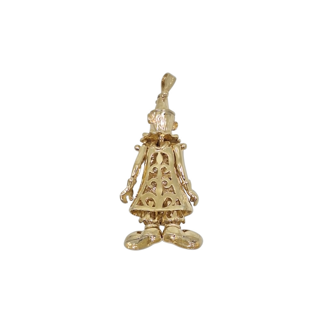 9ct Yellow Gold Clown CZ Pendant
