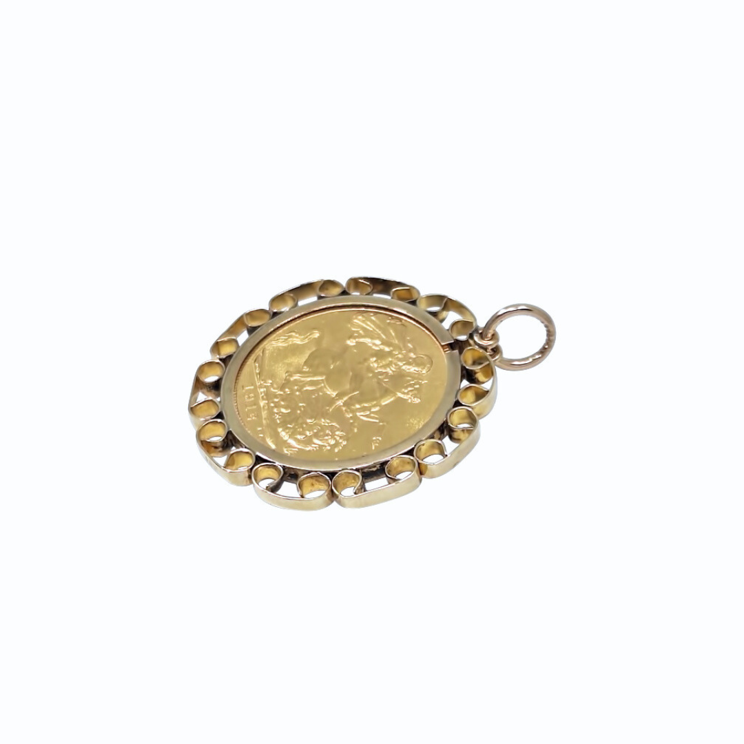 9ct/22ct Full Sovereign Pendant 1912